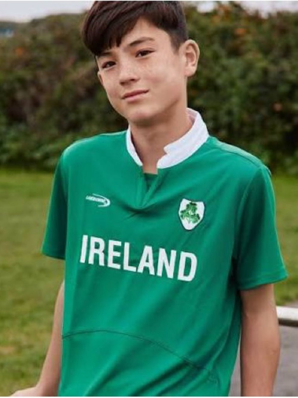 NWT Lansdowne Green Ireland Shamrock Performance Short Sleeve Kids Rugby Shirt